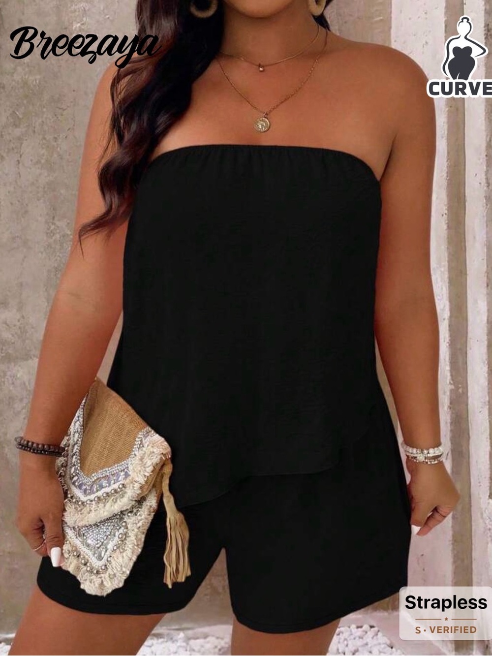 Strapless Black Halter top and Shorts set - Never Worn!